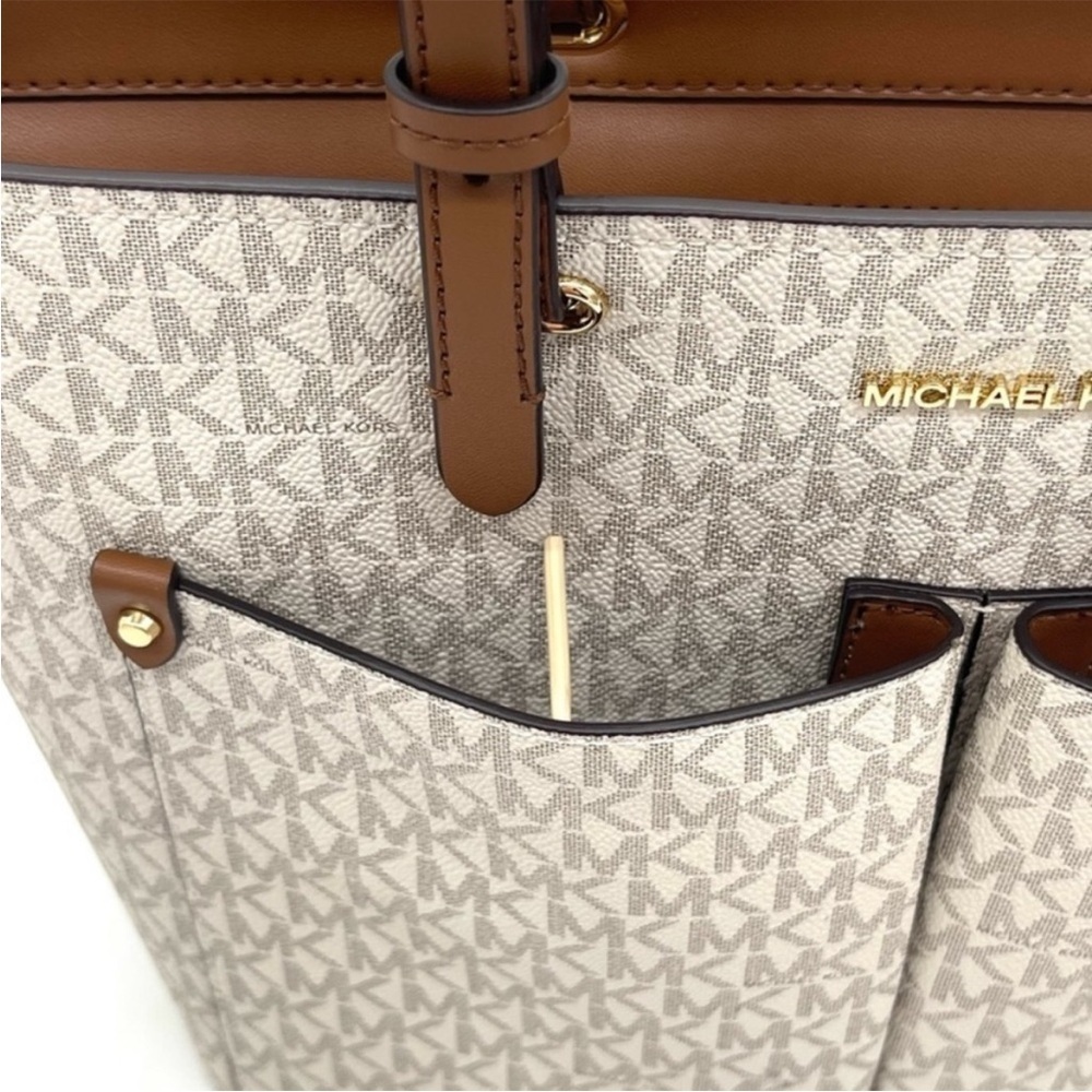 Michael Kors Medium Double Packet Tote Bag & Trifold Wallet Vanilla/Brown - Picture 9 of 13